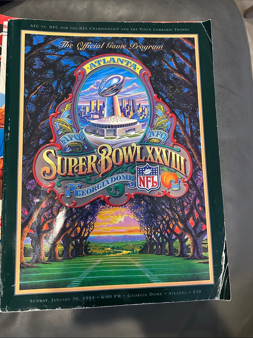 NFL Super Bowl XXVIII Collectible Poster — Green, Blue, Purple